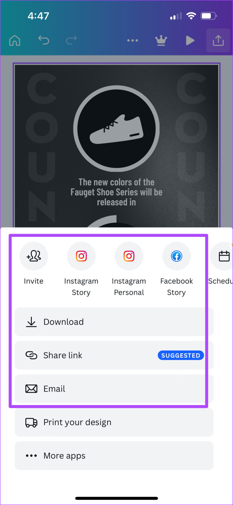 download animated instagram story from canva on mobile