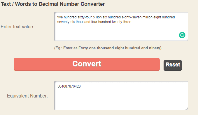 Easy Calculation Word To Number Converter