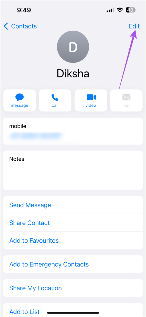 edit contact iPhone 