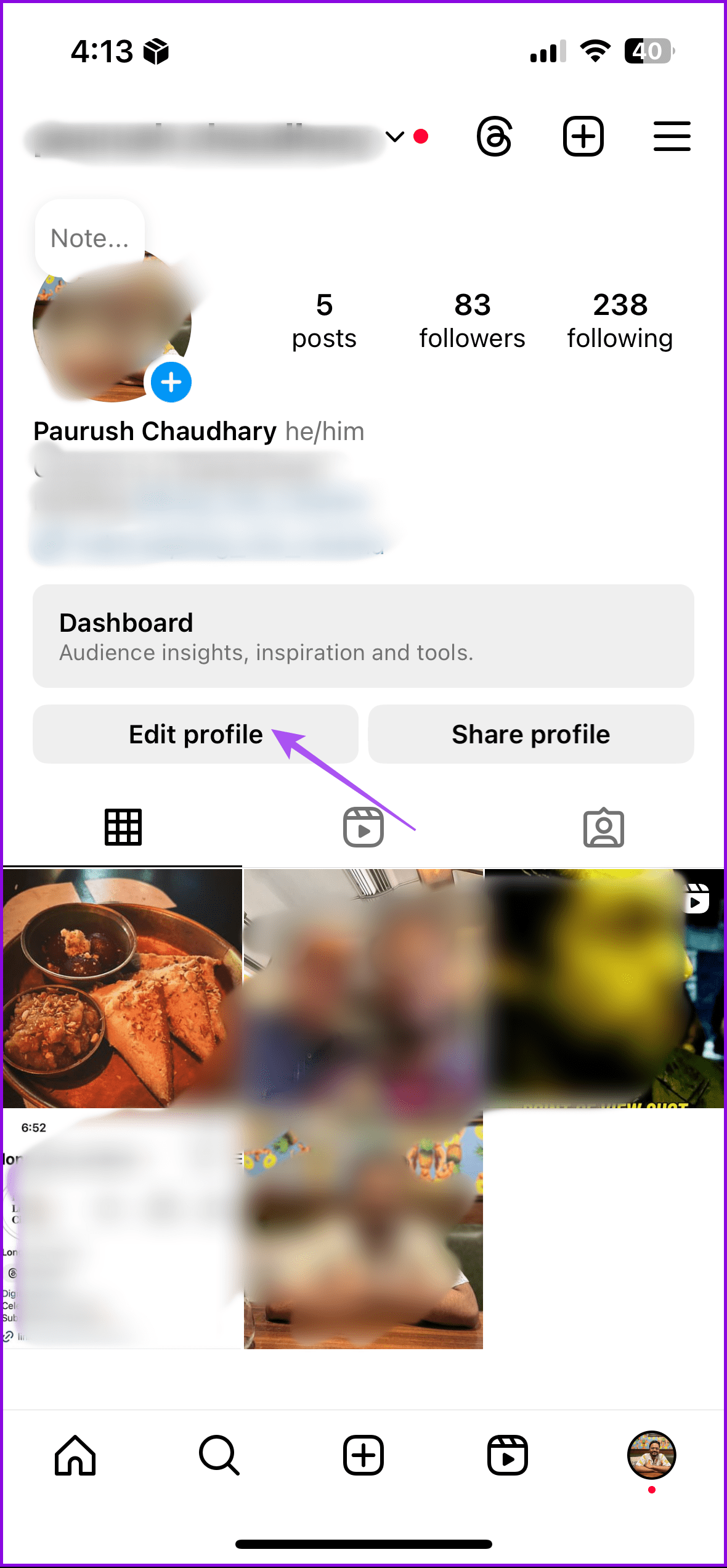 edit profile instagram