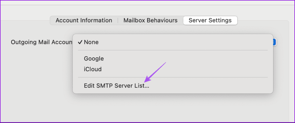 edit smtp server list mail app mac