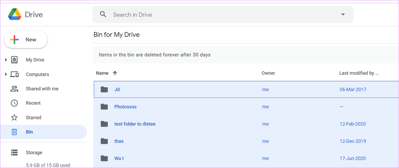 Empty google drive trash 4