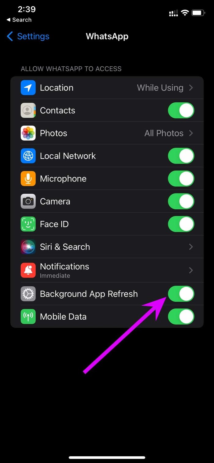 Enable background refresh