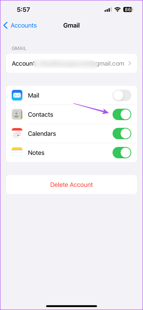 enable contact sync gmail account iphone