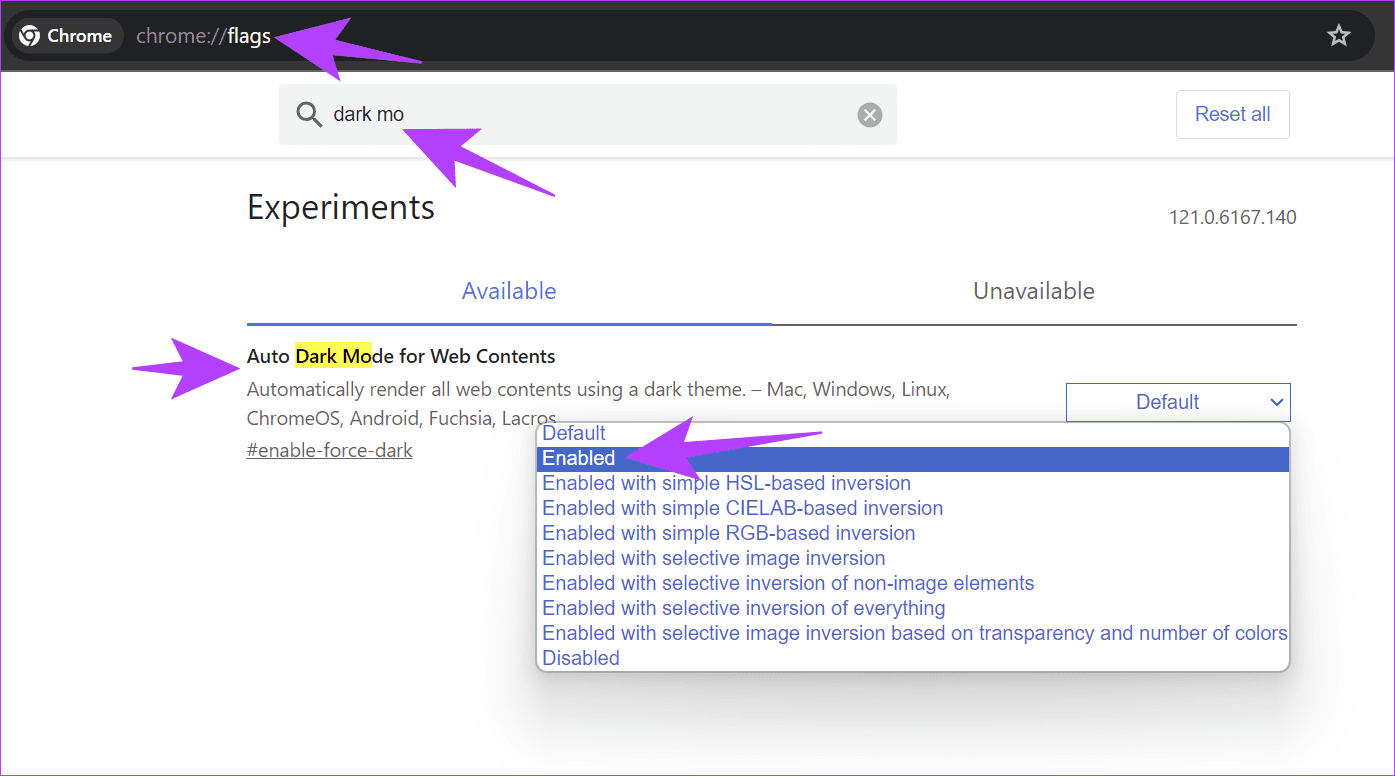 enable dark mode in Chrome