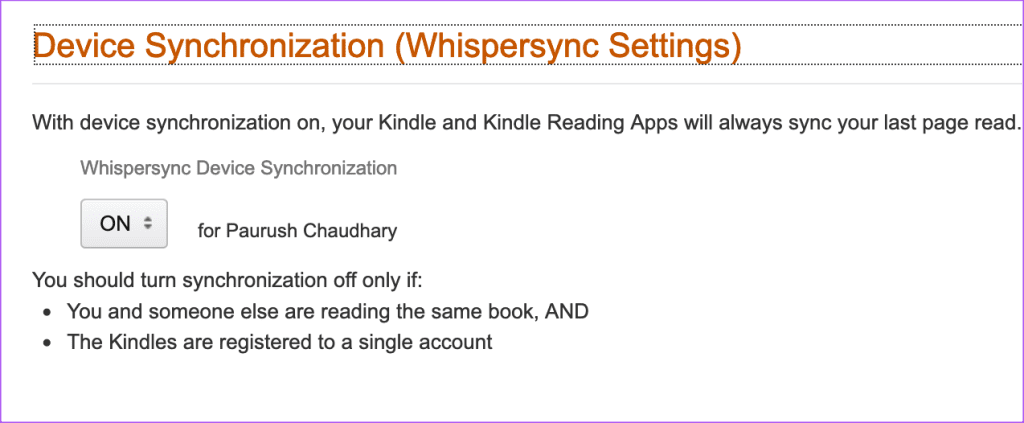 enable device sync for kindle 