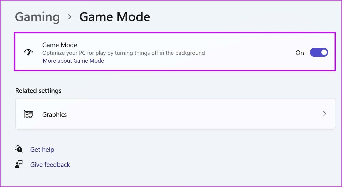 Enable game mode