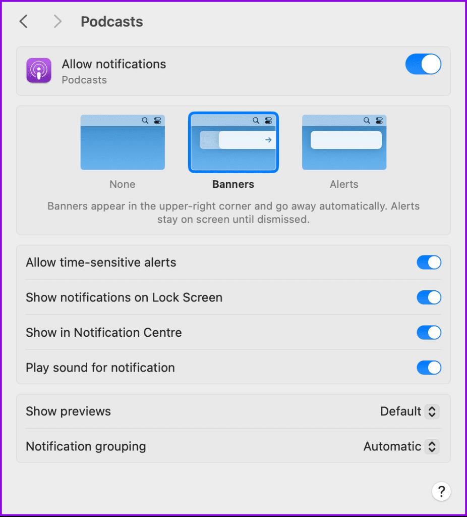 enable podcasts app notifications mac