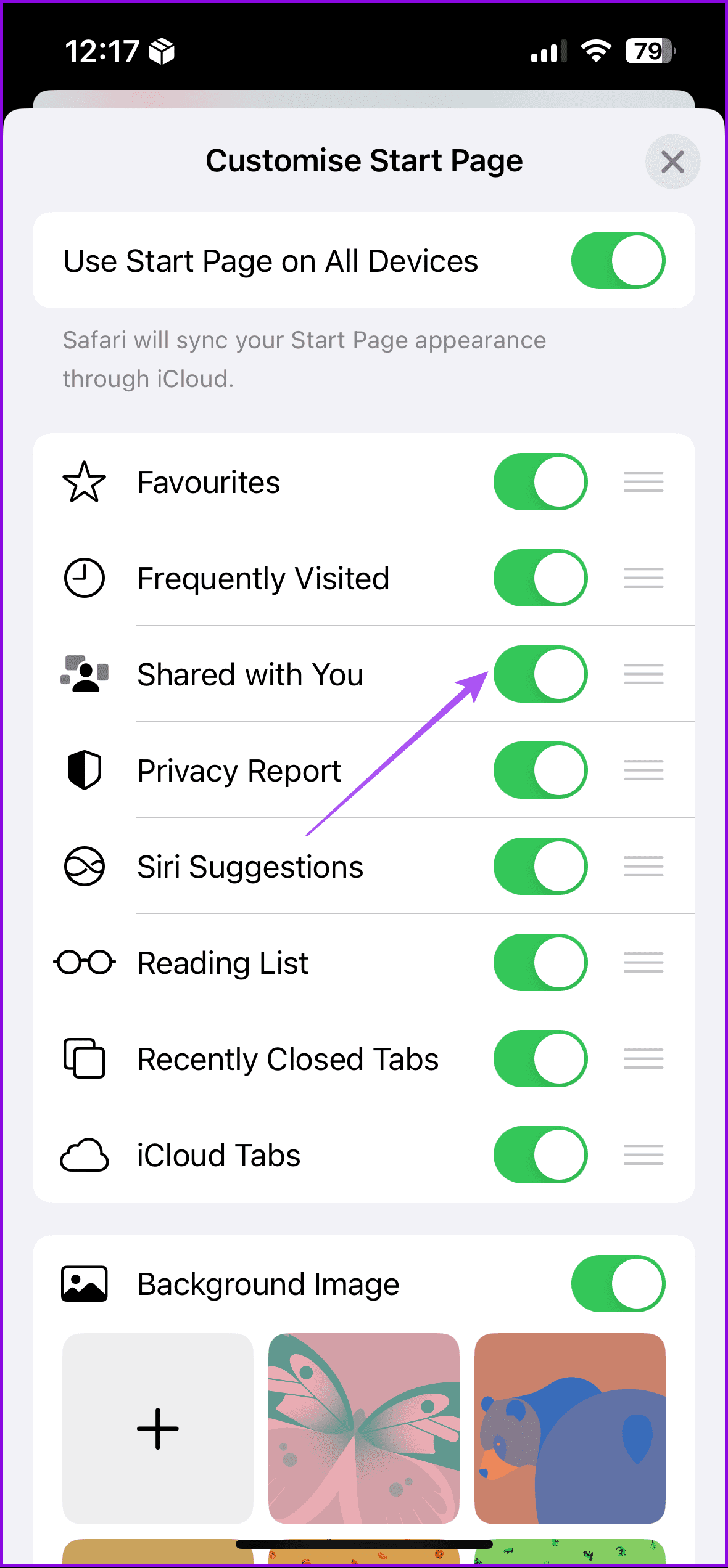 enable shared with you safari