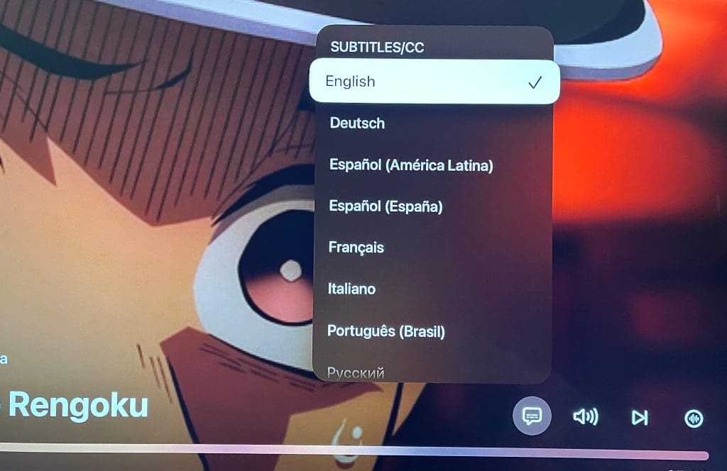 enable subtitle crunchyroll apple tv