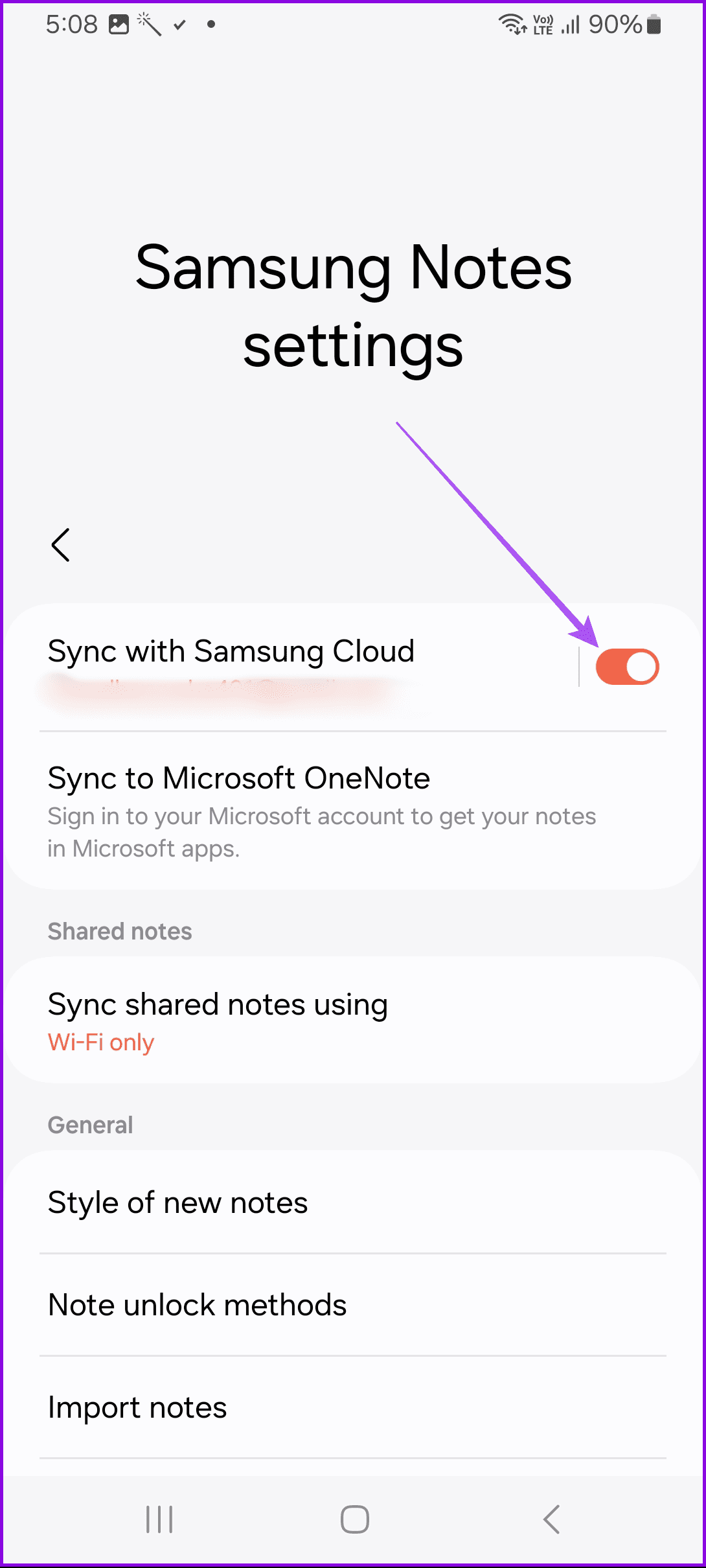 enable sync with samsung cloud samsung notes