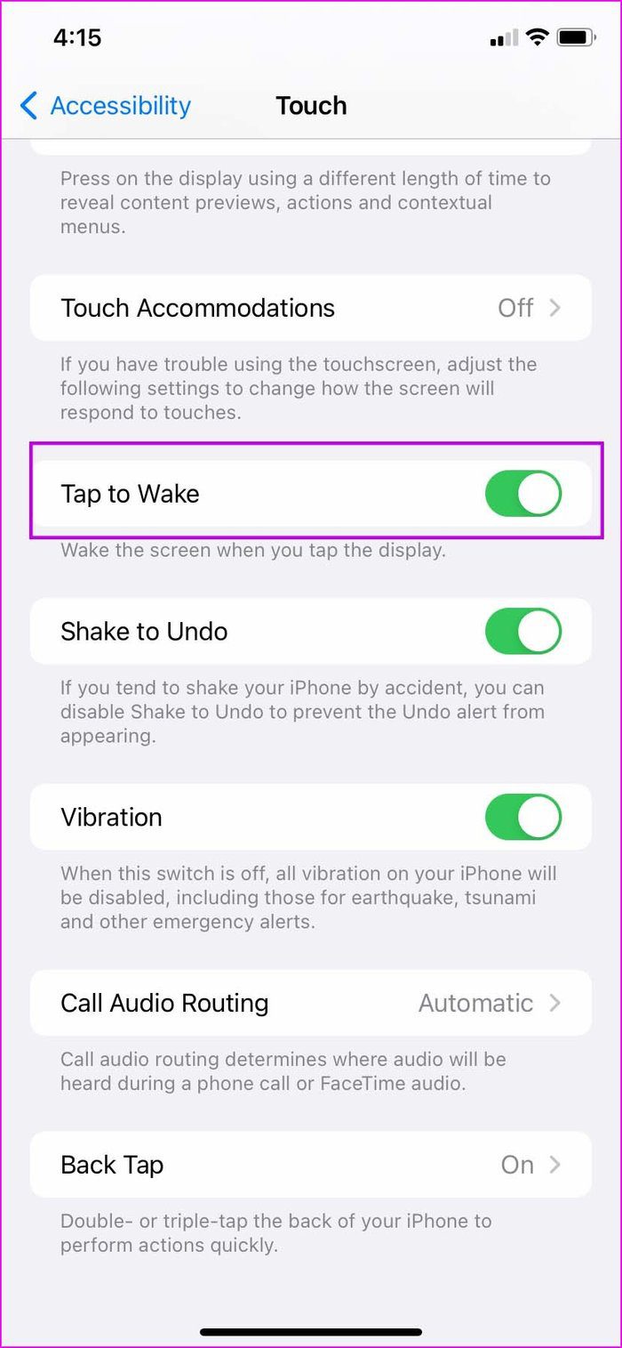 Enable tap to wake on i Phone