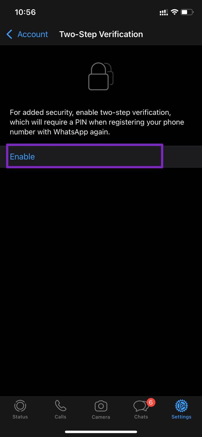 Enable two step verification