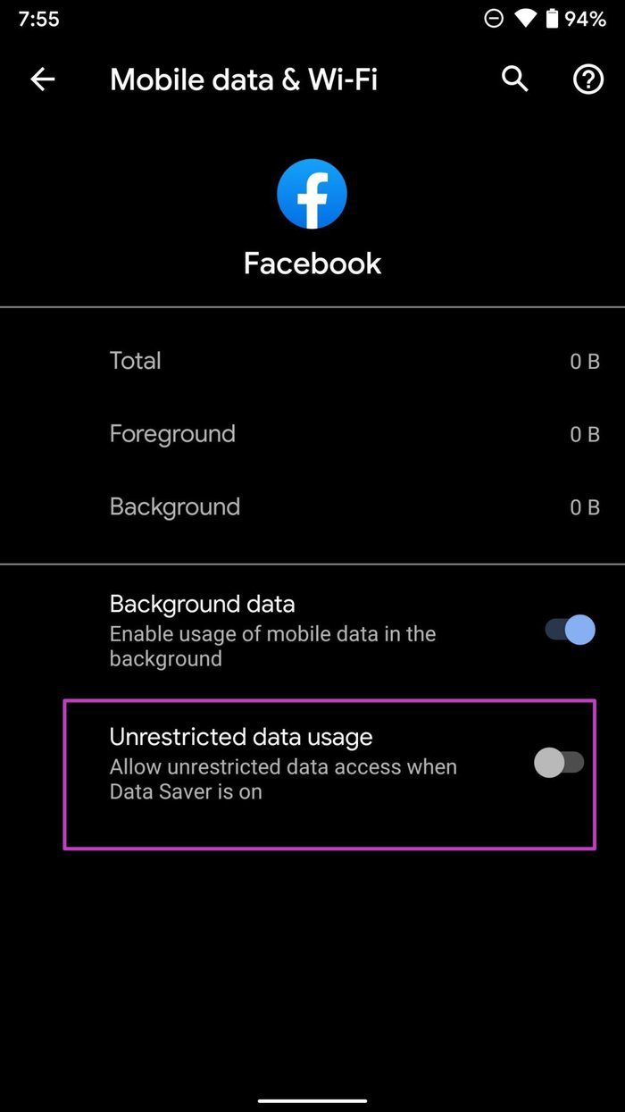 Enable unrestricted data usage