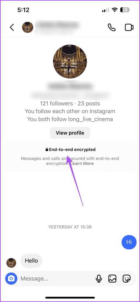 end to end encrypted chat icon instagram
