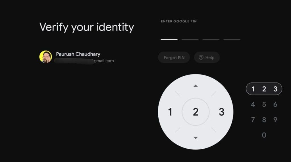 enter google pin to lock profile settings google tv