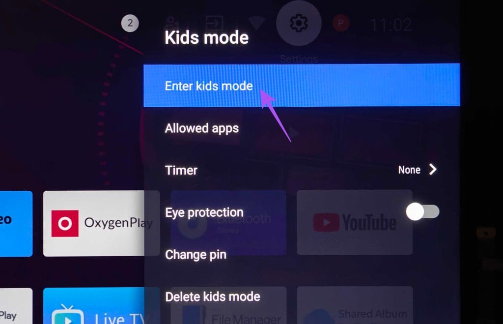 enter kids mode android tv
