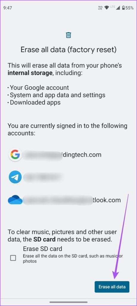 erase all data on android phone