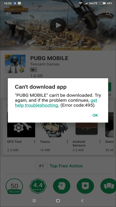 Error Code 495 On Android