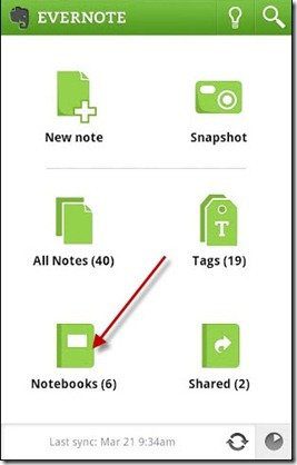 Evernote Android Select Notebook