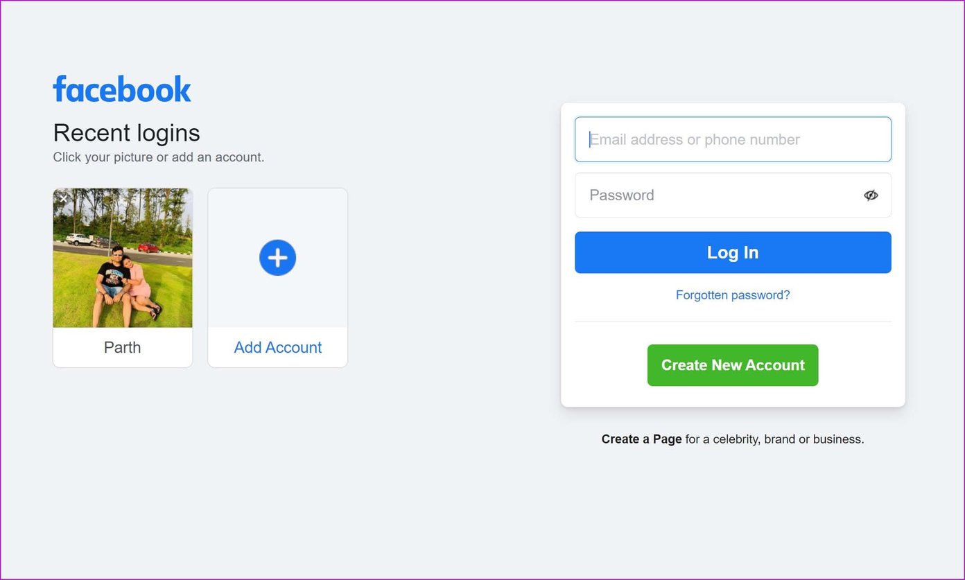 Facebook home remove remembered email from facebook login