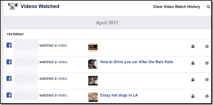 Facebook Features Video Watch History
