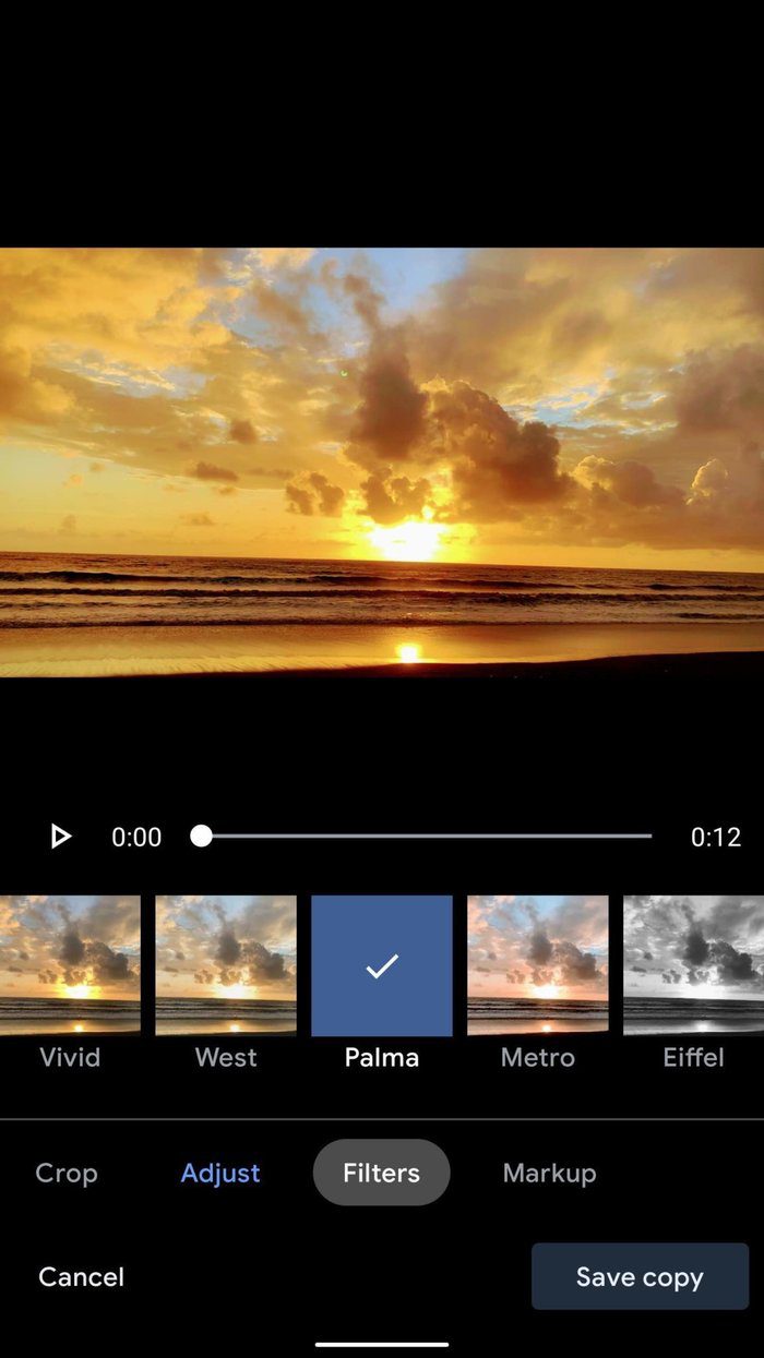 Filters in google photos