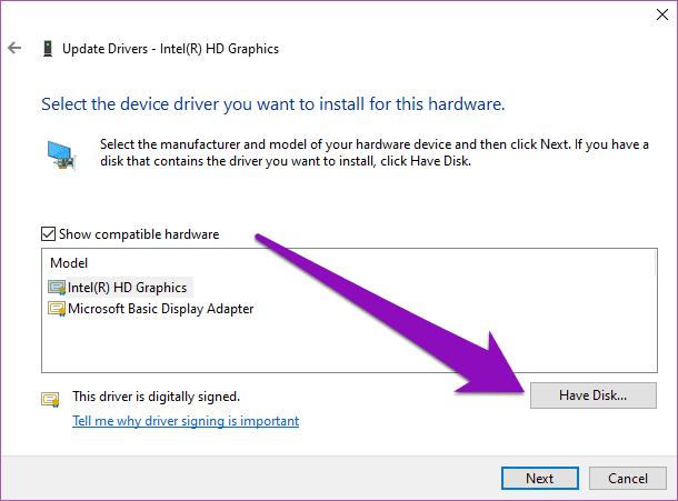 Fix driver being installed is not validated for this computer windows 10 05