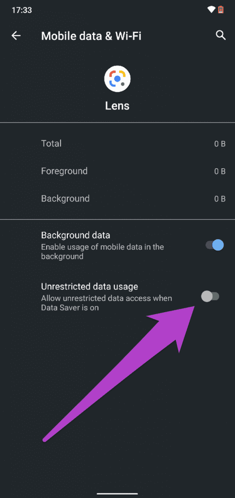unrestricted data usage google lens app info