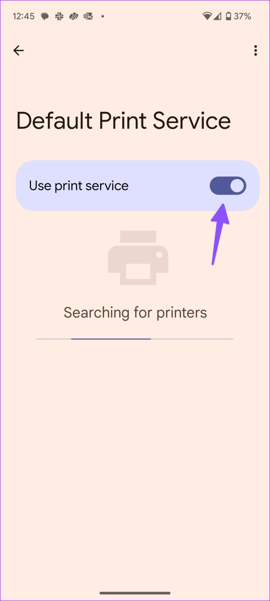 enable print service on android