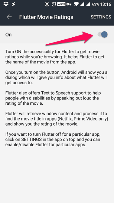 Flutter Accessibility Toggle On