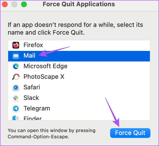 force quit mail app mac 3