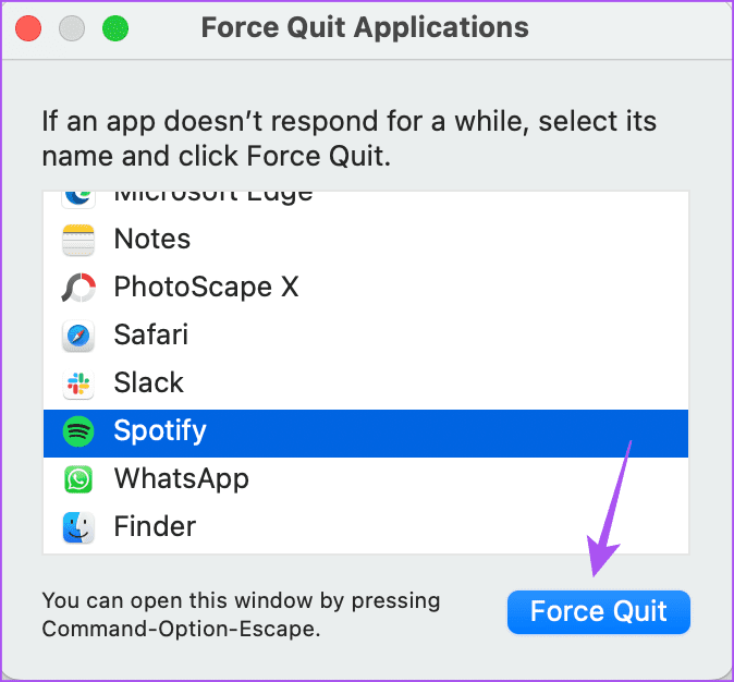 force quit spotify on Mac 1