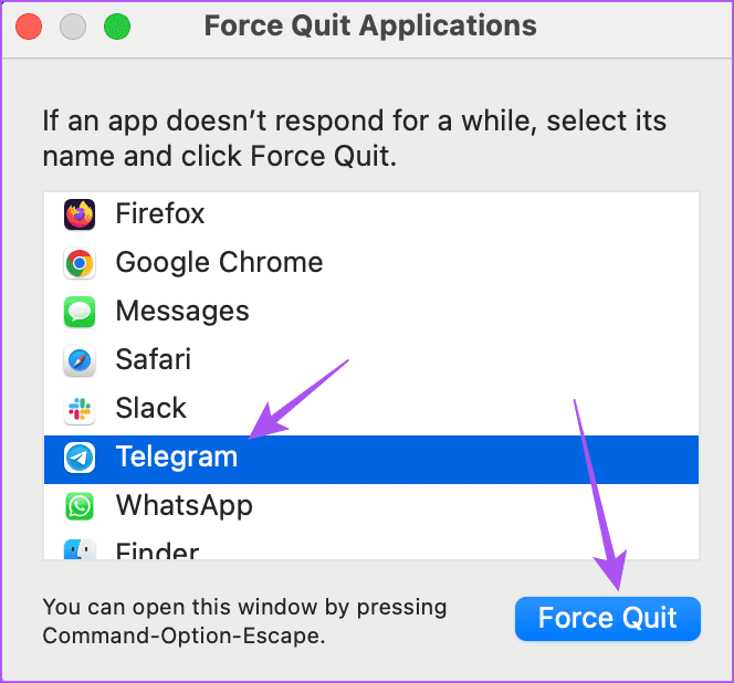 force quit telegram mac 1