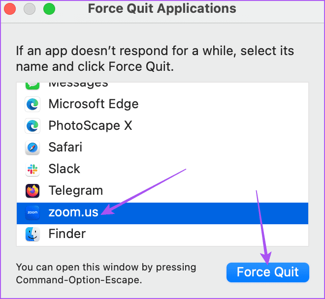 force quit zoom on mac