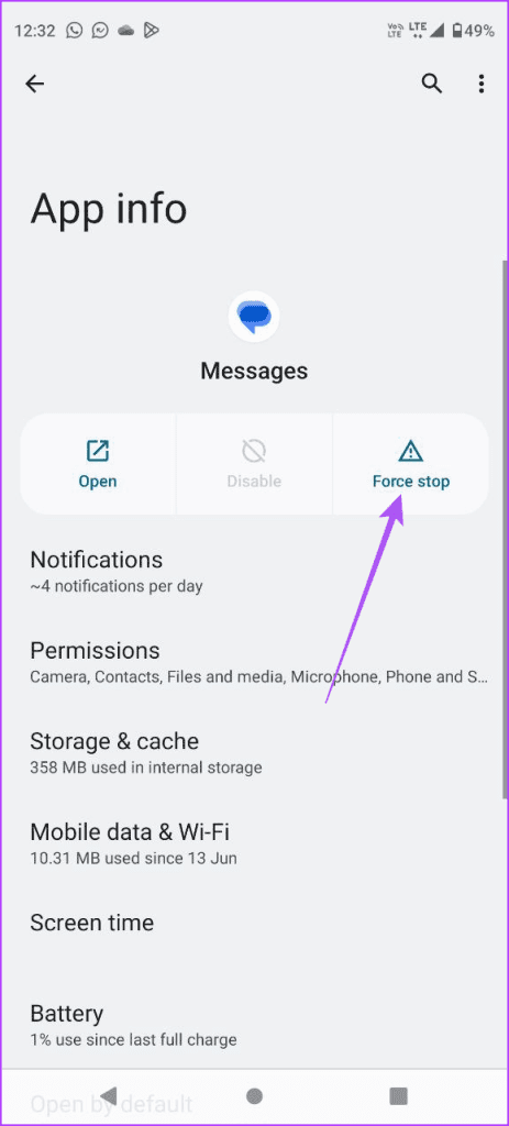 force stop messages app android 1