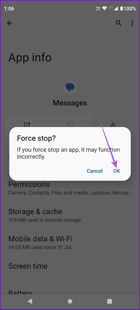 force stop messages app android 2