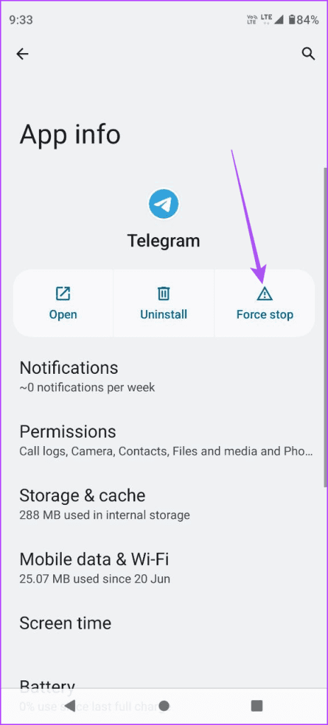 force stop telegram android 2