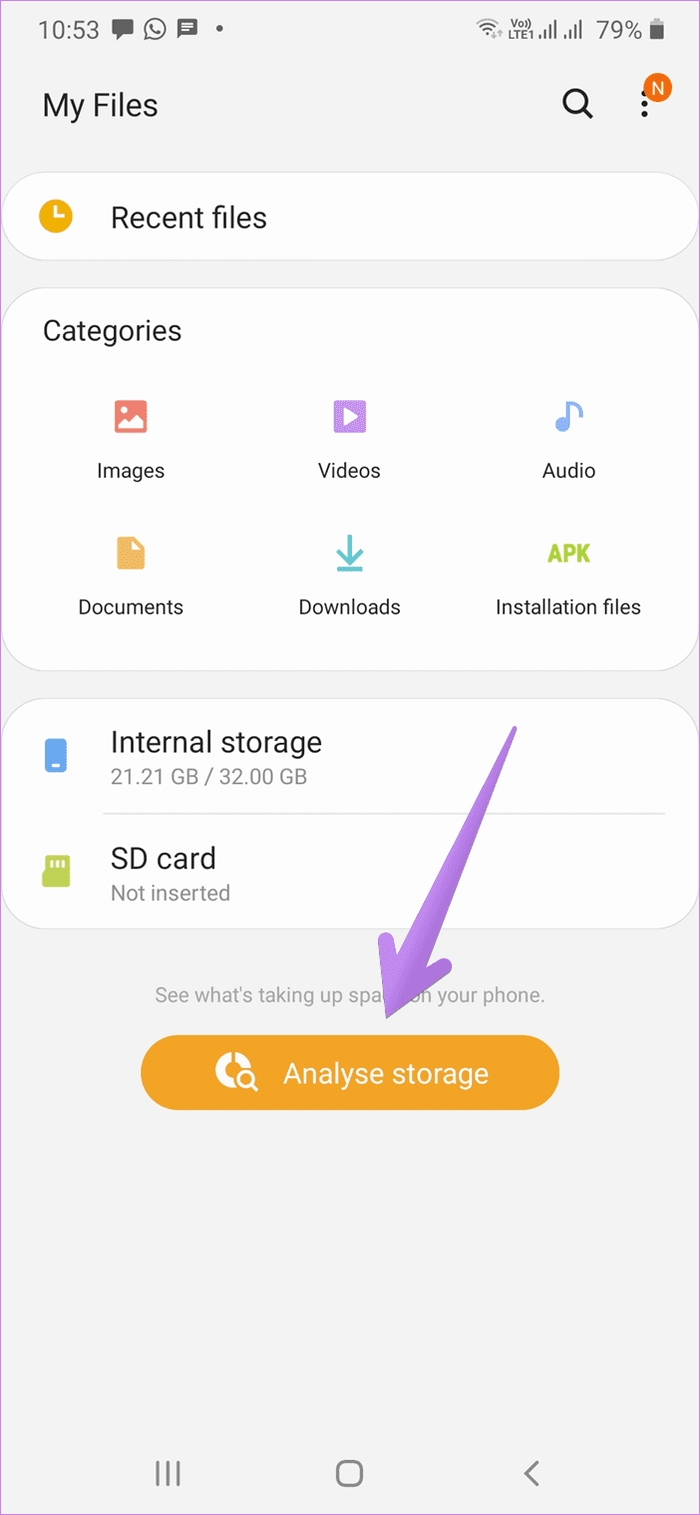 Free up storage in samsung phones 8