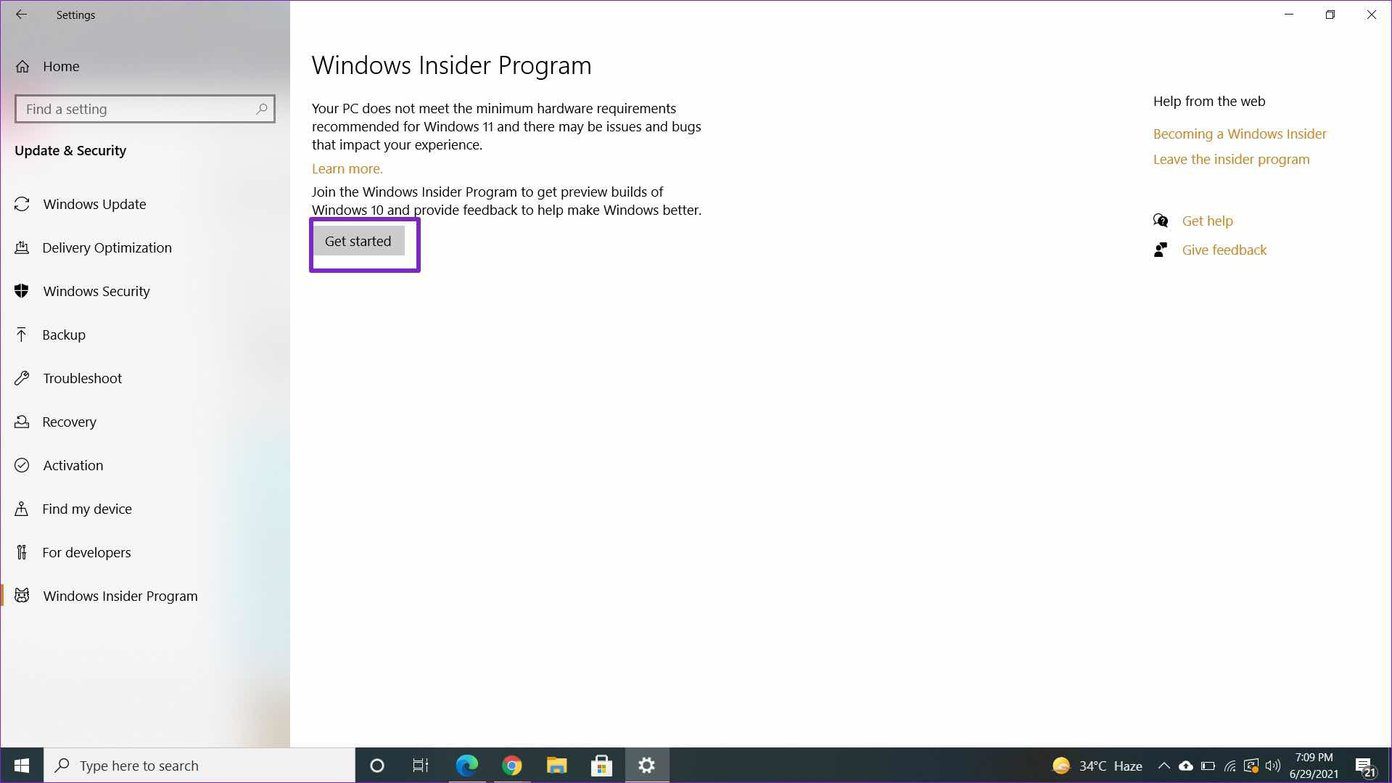 Get started with windows insider program