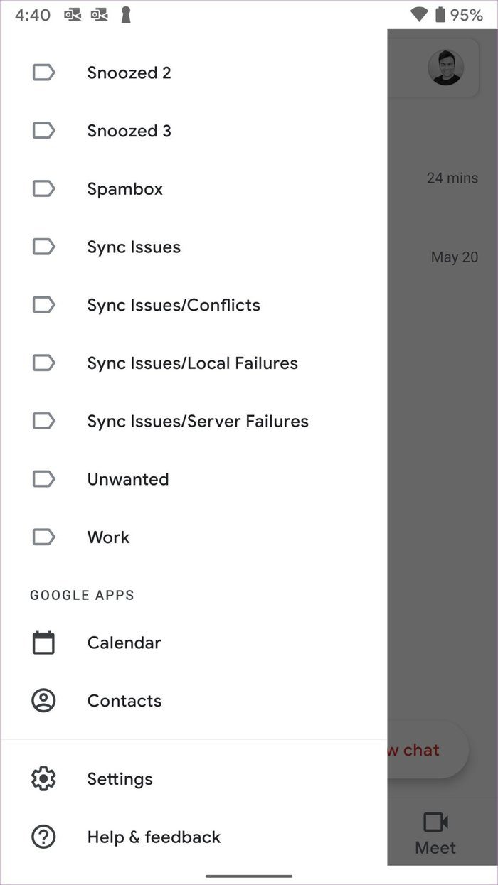 Gmail settings on android