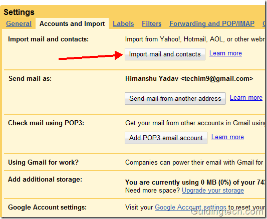 Importar contactos a gmail