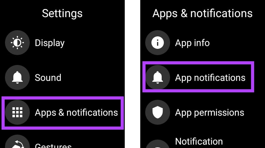 go to app notifications on watch