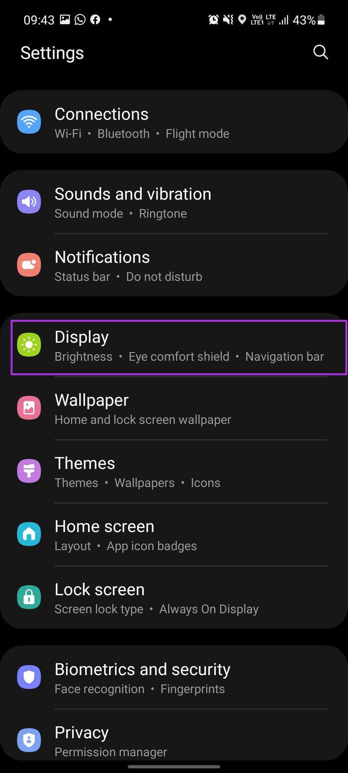 Go to display menu take a screenshot on samsung