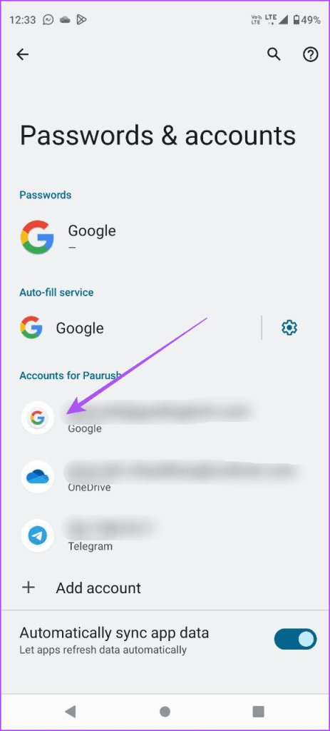 google account settings android