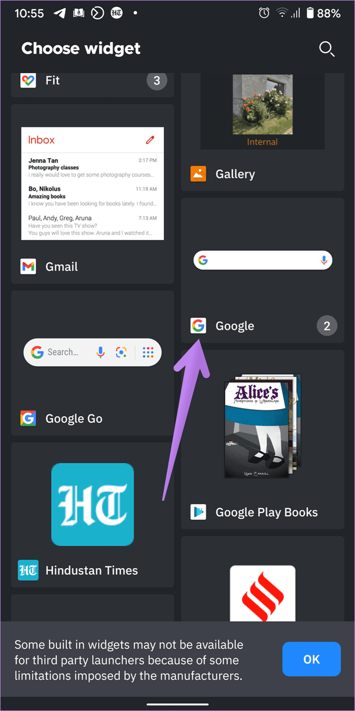 Google at a glance widget not working on android 2