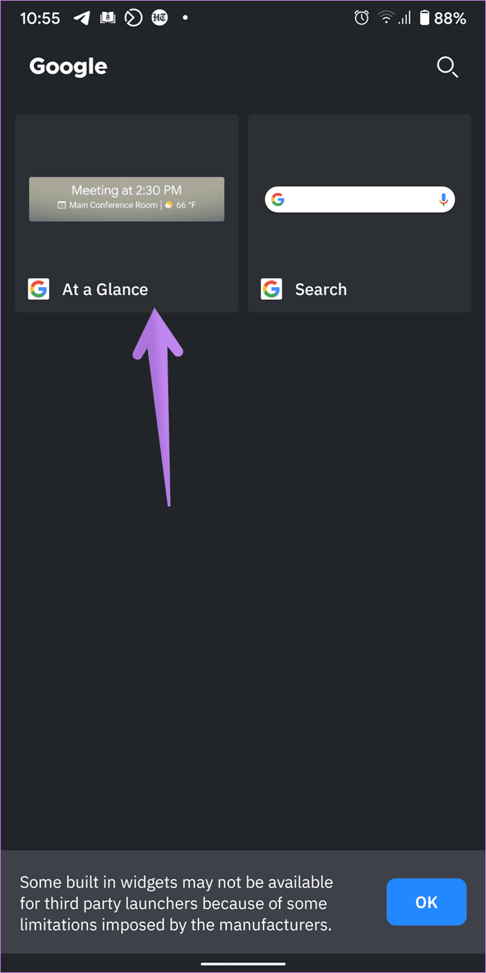 Google at a glance widget not working on android 3