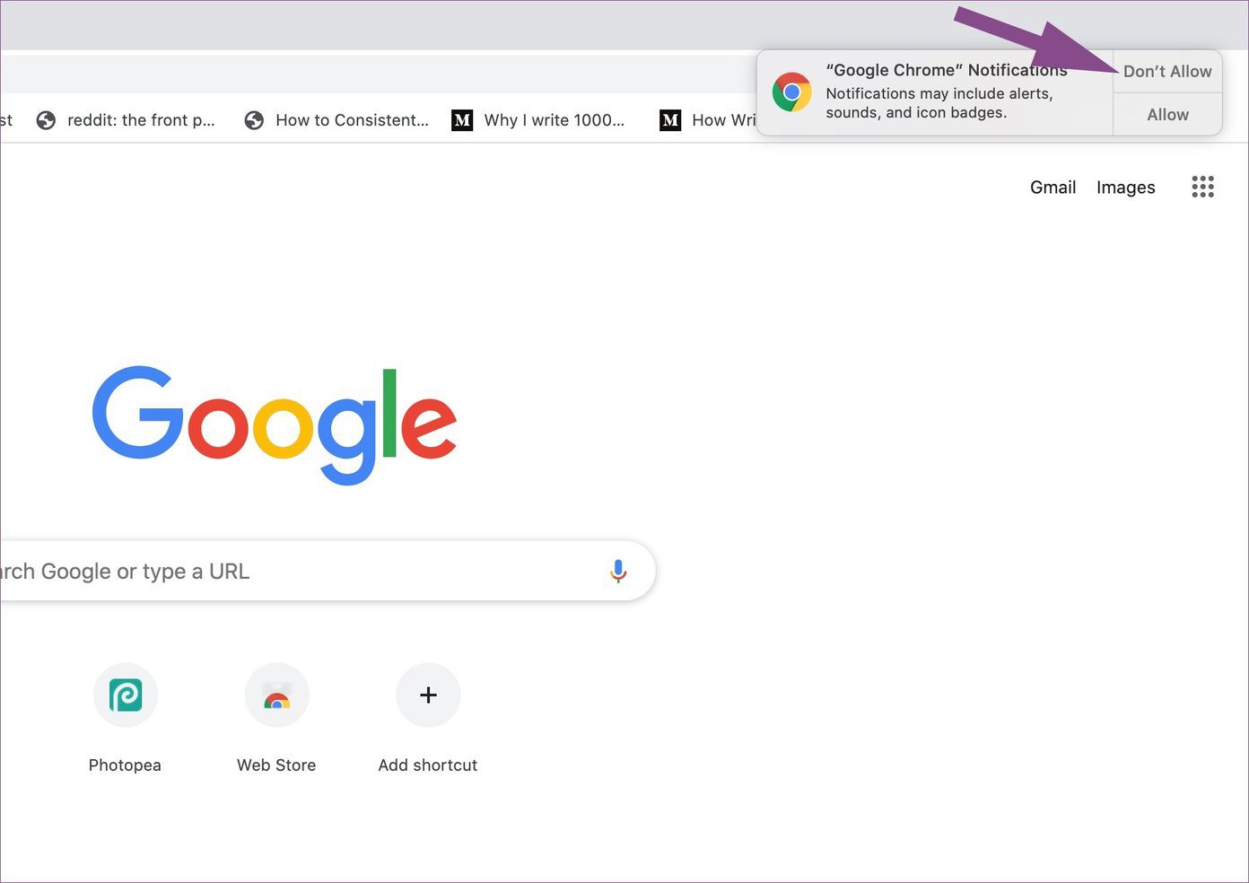 Google chrome notification allow