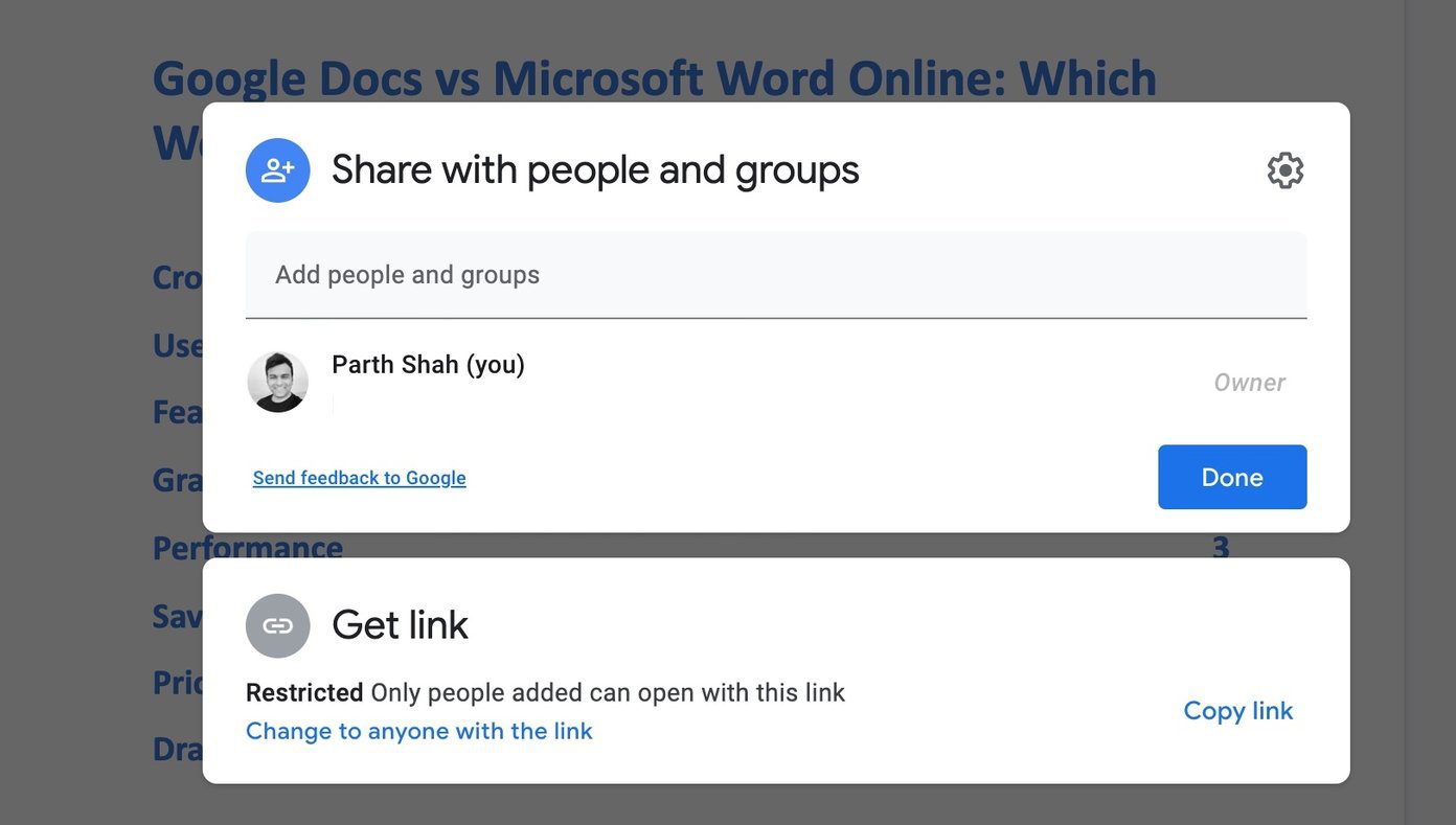Google docs sharing