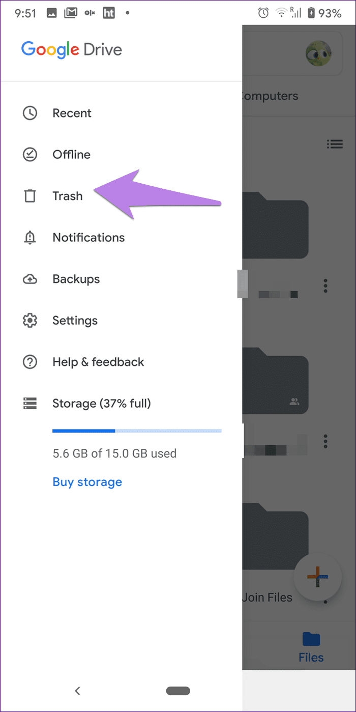 Google drive storage full but no files issue 4